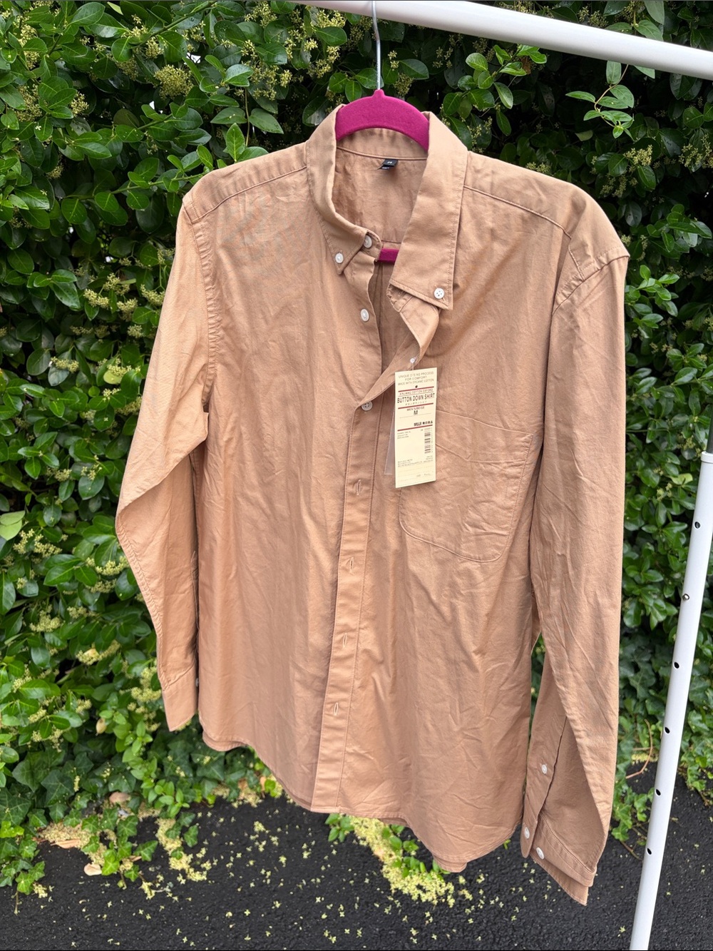 MUJI Men's Long-Sleeve Casual Button-Down Shirt - Tan